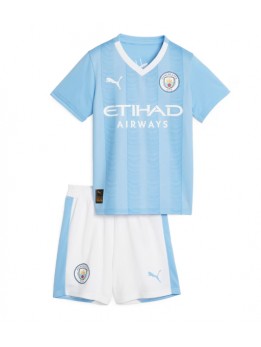 Otroški Nogometna dresi replika Manchester City Domači 2023-24 Kratek rokav (+ hlače)